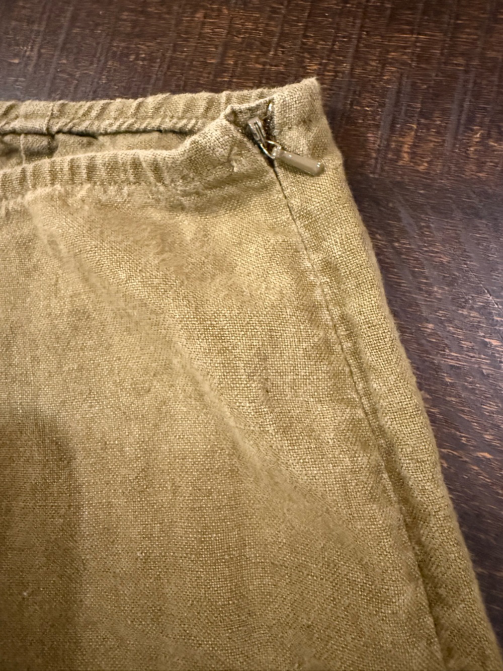 Eileen Fisher Olive Green Cropped Relaxed-Leg Pants - Picture 6 of 8